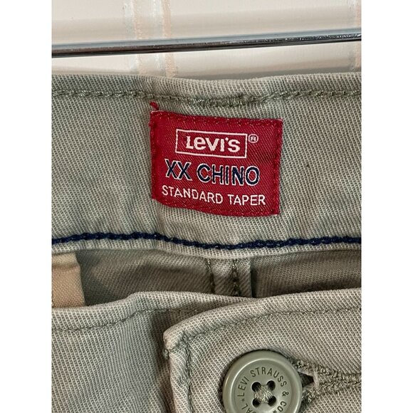 Levis XX Chino Standard Taper Pants Sage Green Mens 34W/32L 98% Cotton - Picture 9 of 14